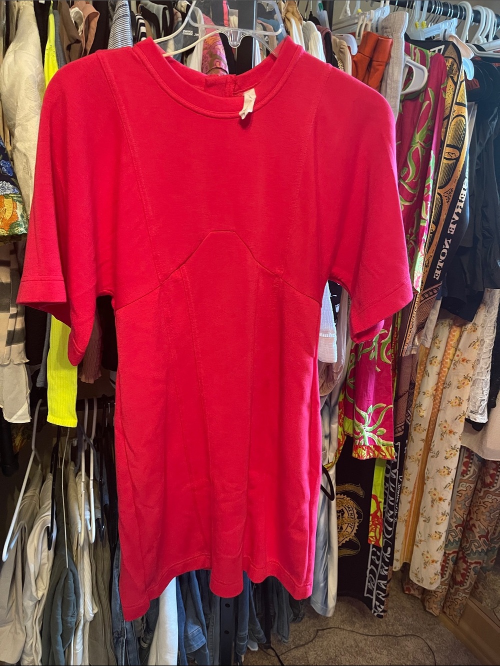 Bright Pink Short-Sleeve Sweatshirt Top